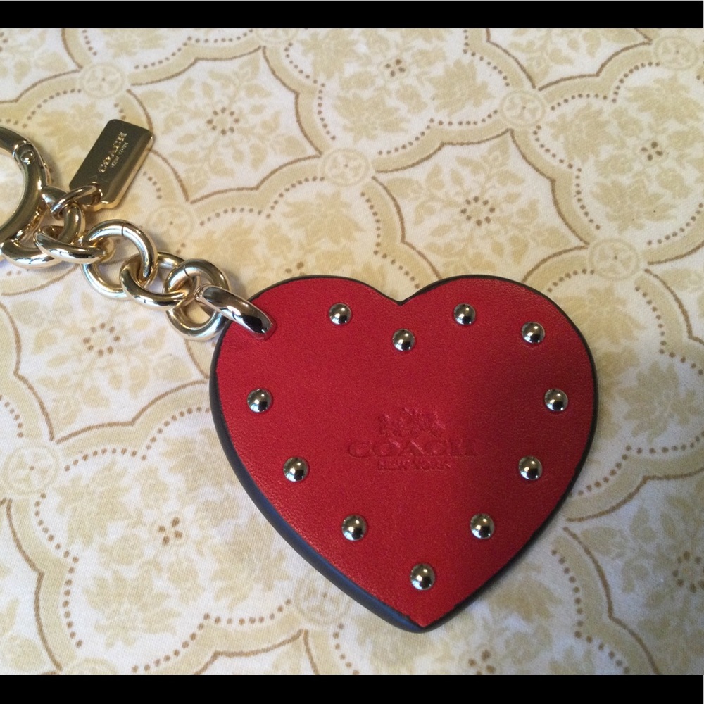 Coach Leather Heart Charm/Key Ring